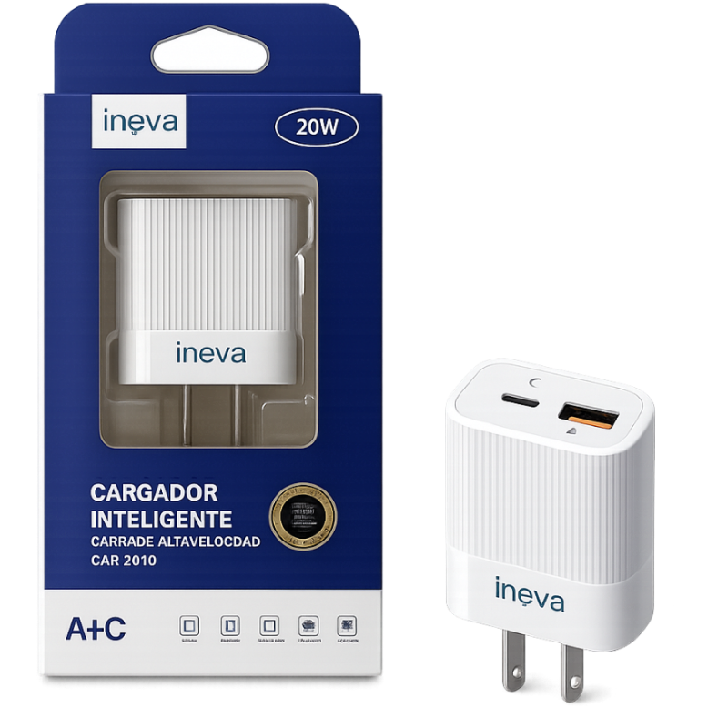 Fuente 20w  Con 1 Puerto Tipo C Y 1 Puerto Usb Car-2010 Inova